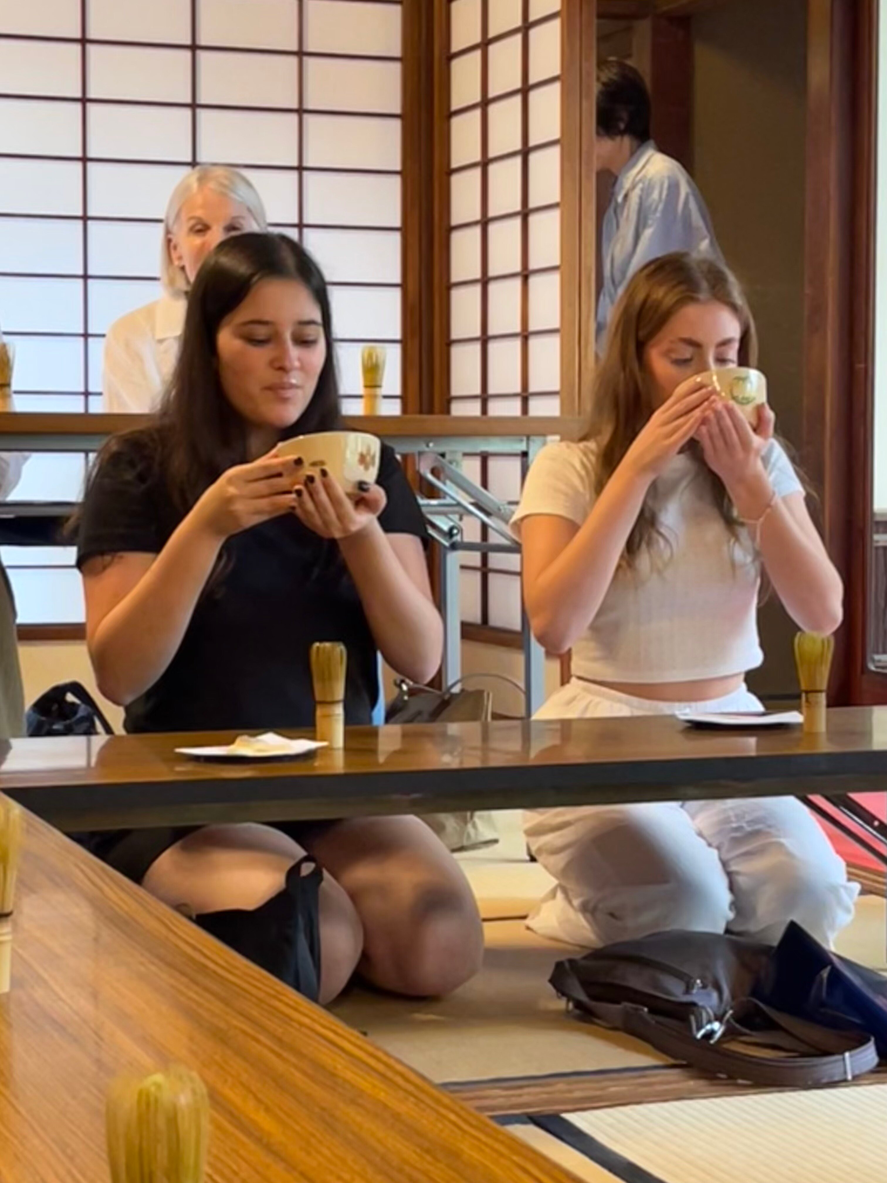 Ava and Mikayla at a matcha tea ceremony in Kyoto_On tour with Wendy Wu Tours. Photo supplied by Mercedes Maguire