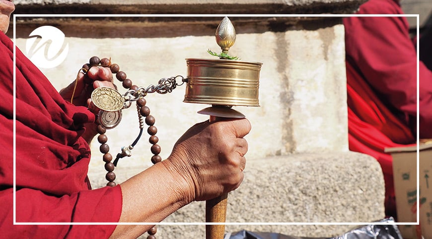 Prayer Wheels & Monks, Tibet