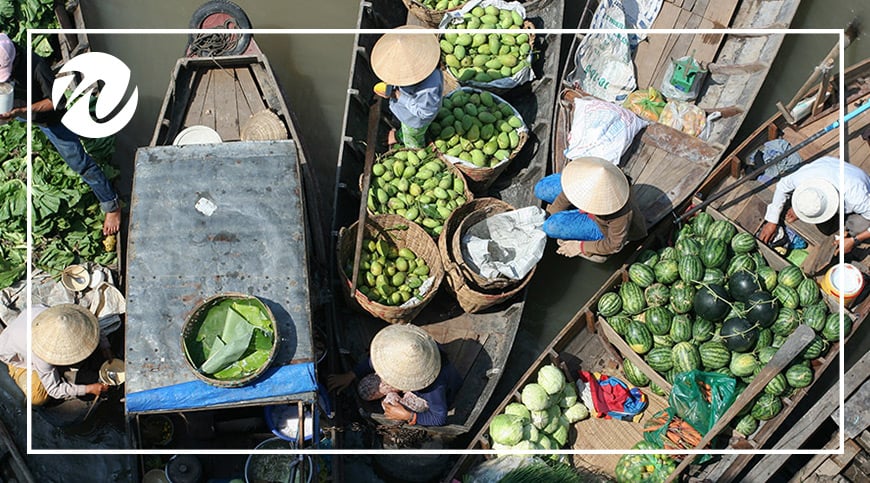 Colourful floating markets of the Mekong Delta