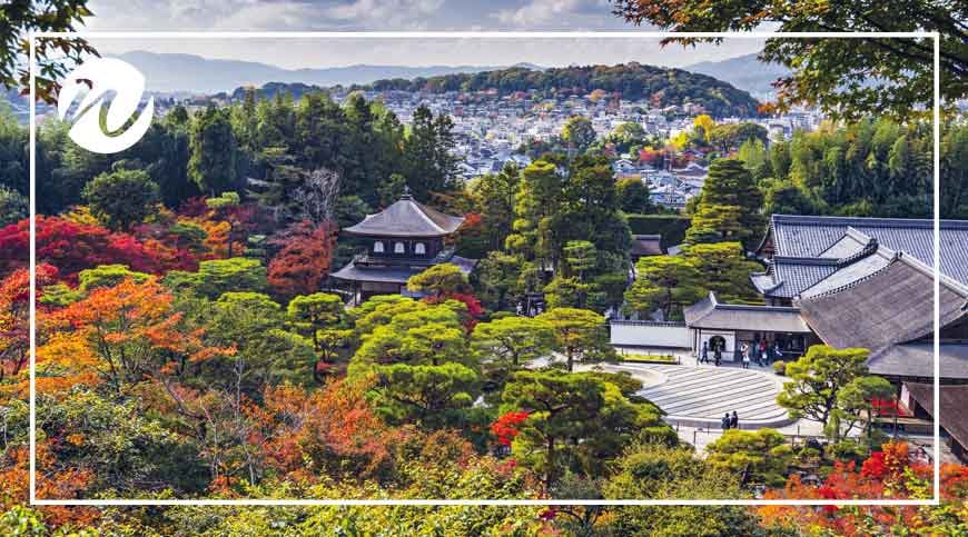 Colour autumn views across Kyoto