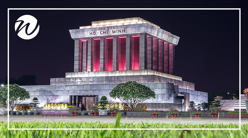 The imposing Ho Chi Minh Mausoleum, Hanoi