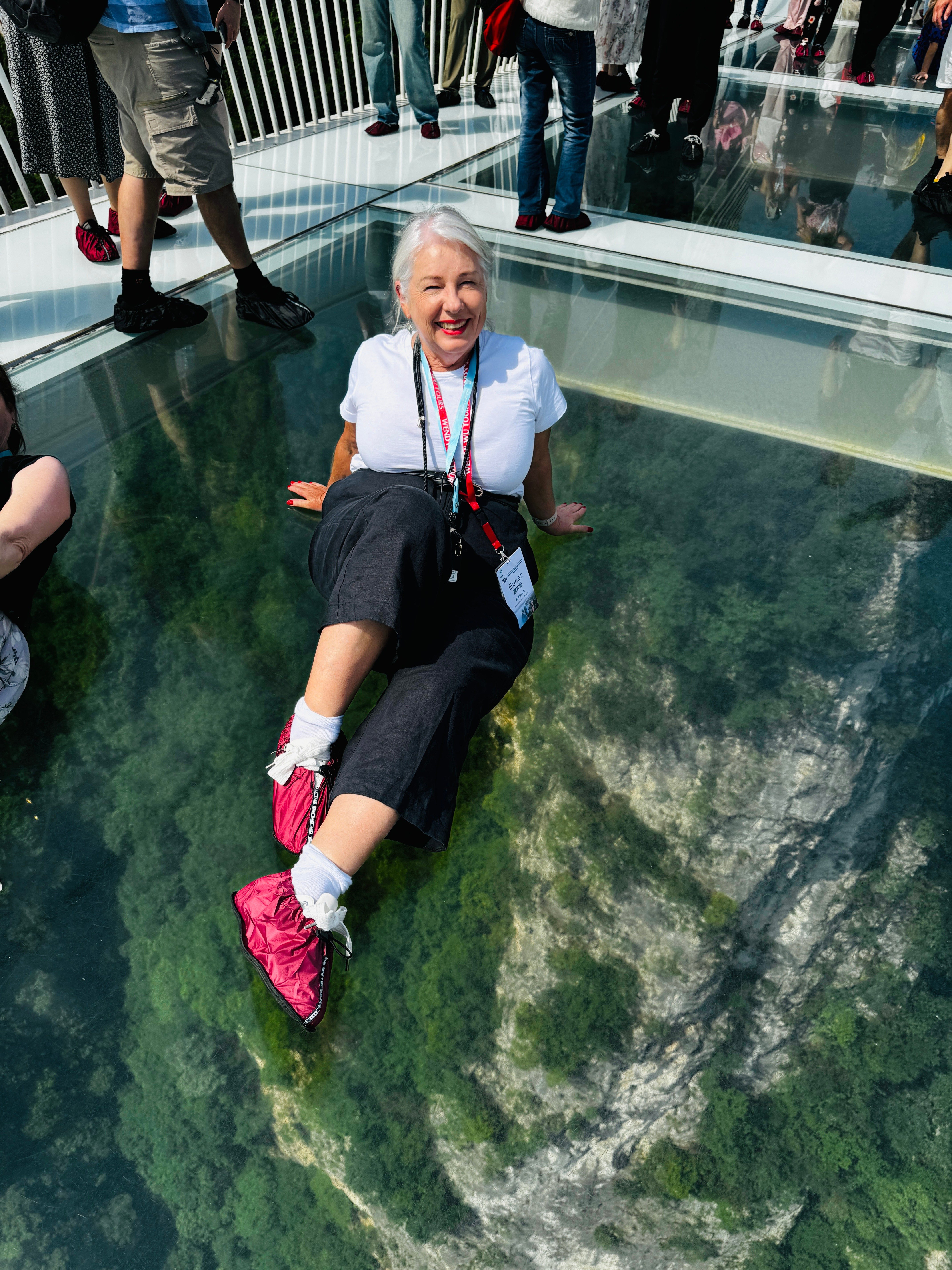 Kerry Heaney on the Zhangjiajie Glass Bridge